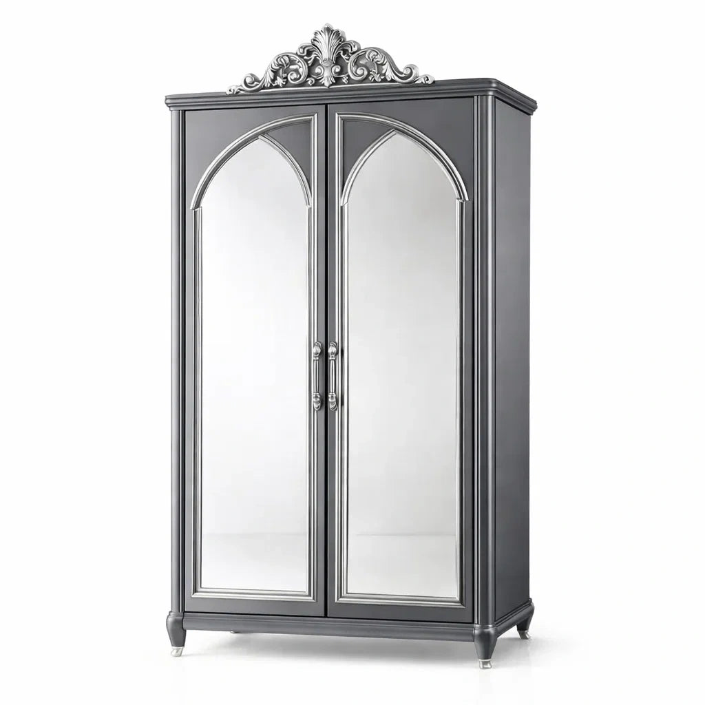 Armoire MDF avec Portes Miroirs Style Baroque - 2026