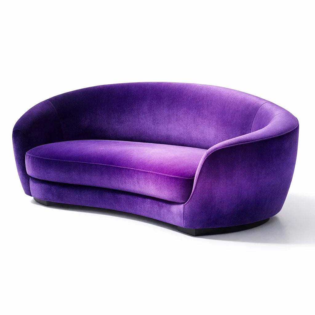 Canapé deux places ovale en velours violet - 2026
