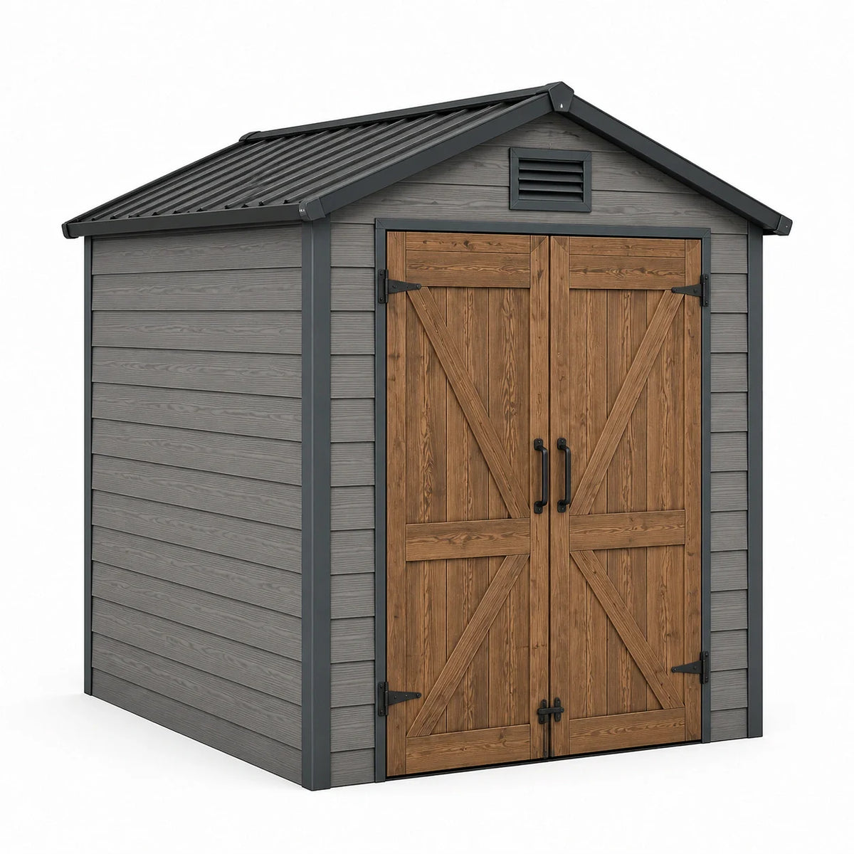 Abri de jardin en bois et résine gris 200x180x210 cm - 2026