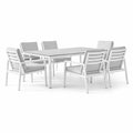 Ensemble de table et chaises d'extérieur en aluminium blanc avec coussins gris 6 places - 2026