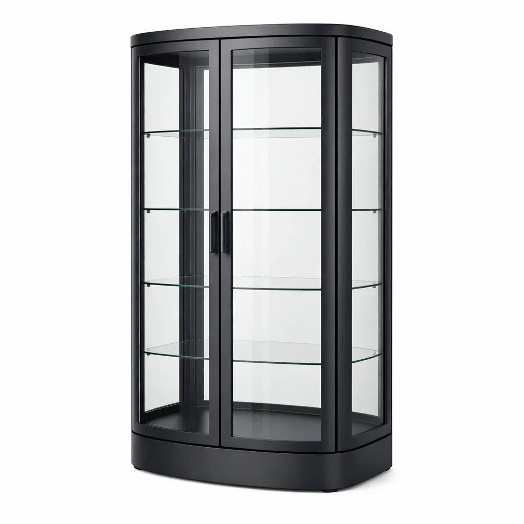 Vitrine en métal noir avec verre trempé - 2026