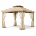 Pavillon de jardin en acier et polyester beige - 2026