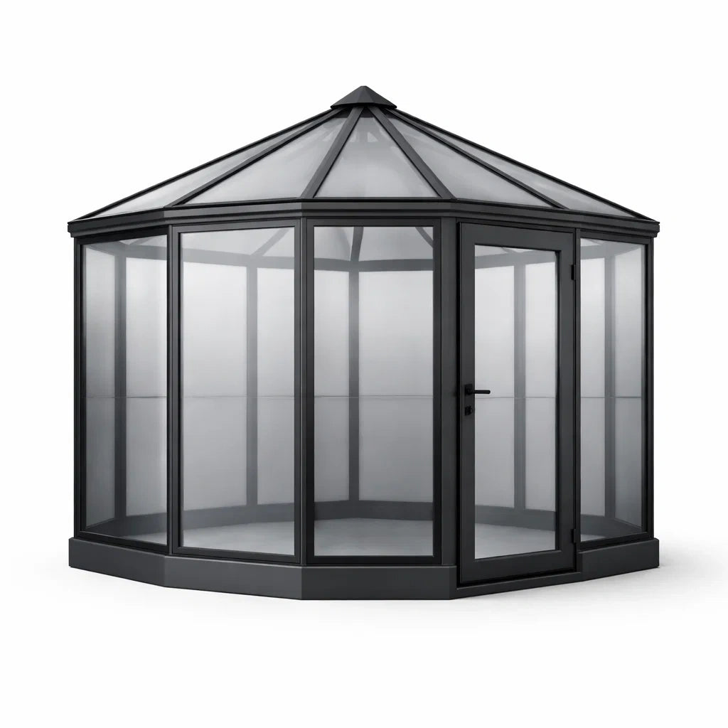 Serre octogonale en aluminium et verre trempé noir - 2026