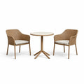 Ensemble de détente bistro avec table ronde en bois et chaises en rotin synthétique brun - 2026