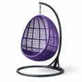 Fauteuil suspendu œuf avec support en résine tressée violette avec structure en métal - 2026