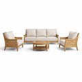 Ensemble de salon en bois avec coussins en tissu beige - 2026