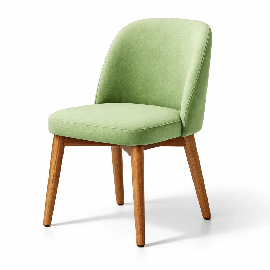 Chaises de salle à manger en tissu vert avec pieds en bois - 2026