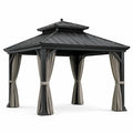 Pavillon en aluminium avec toit en acier et rideaux en polyester 3x3m anthracite / beige - 2026