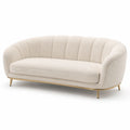 Canapé 3 places en tissu bouclé beige avec pieds en métal doré - 2026