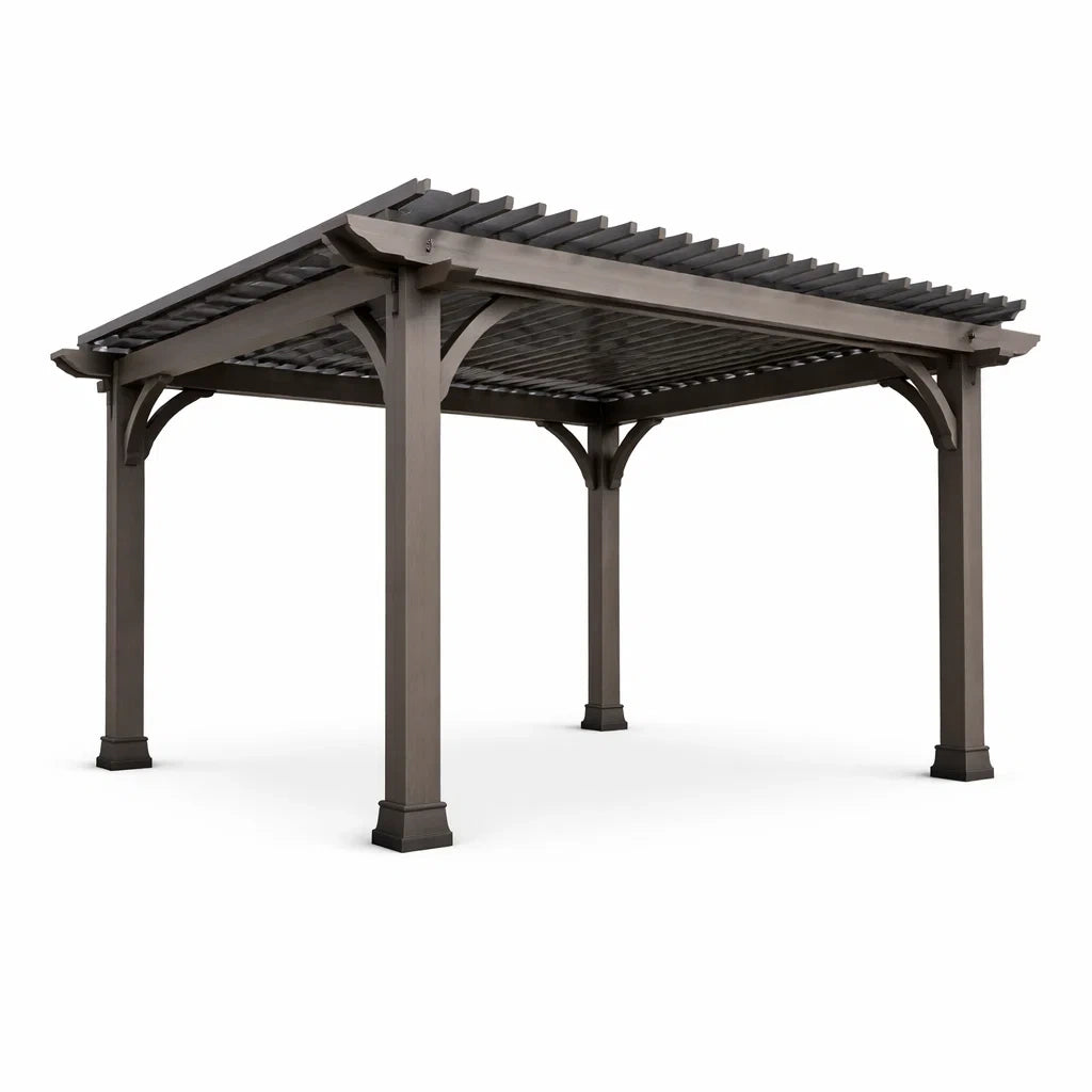 Pergola en aluminium et bois composite 340x340x240 cm Marron - 2026