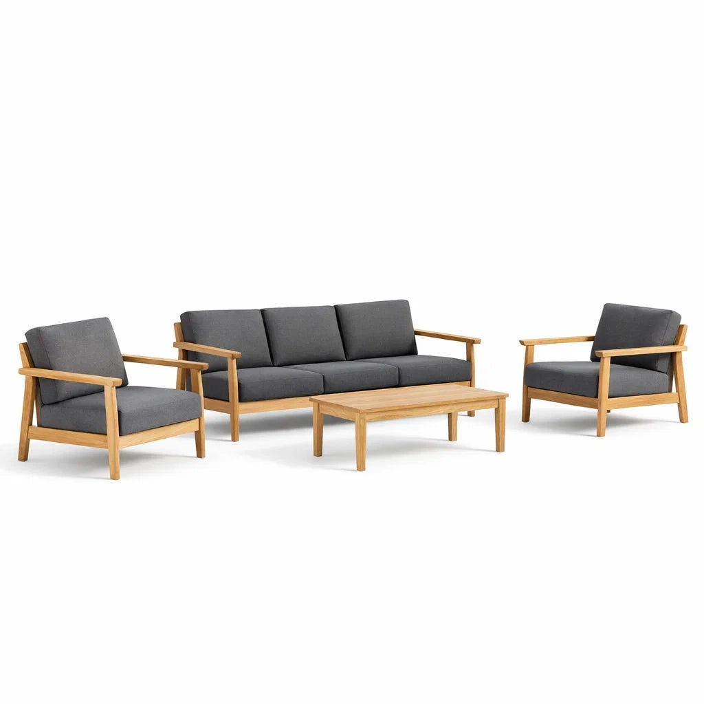 Ensemble de mobilier extérieur en acacia et polyester Gris - 2026