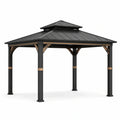 Pavillon en aluminium avec toit en acier noir et bois naturel - 2026
