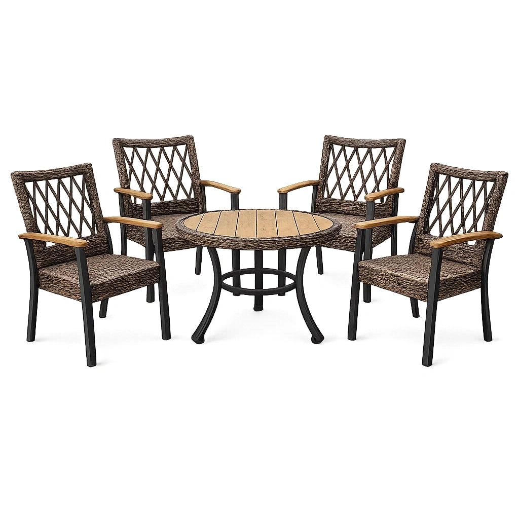 Ensemble table et chaises de terrasse en métal et résine - 2026