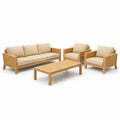 Salon de jardin en bois et rotin avec coussins beige - 2026
