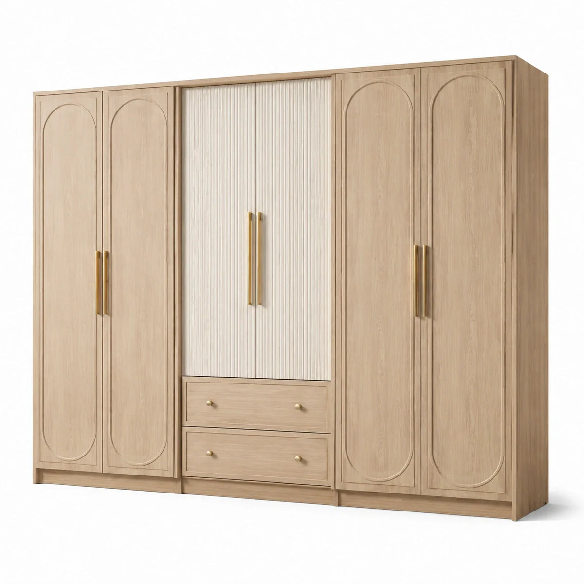 Armoire en bois clair et poignées en métal 200x60x220 cm - 2026