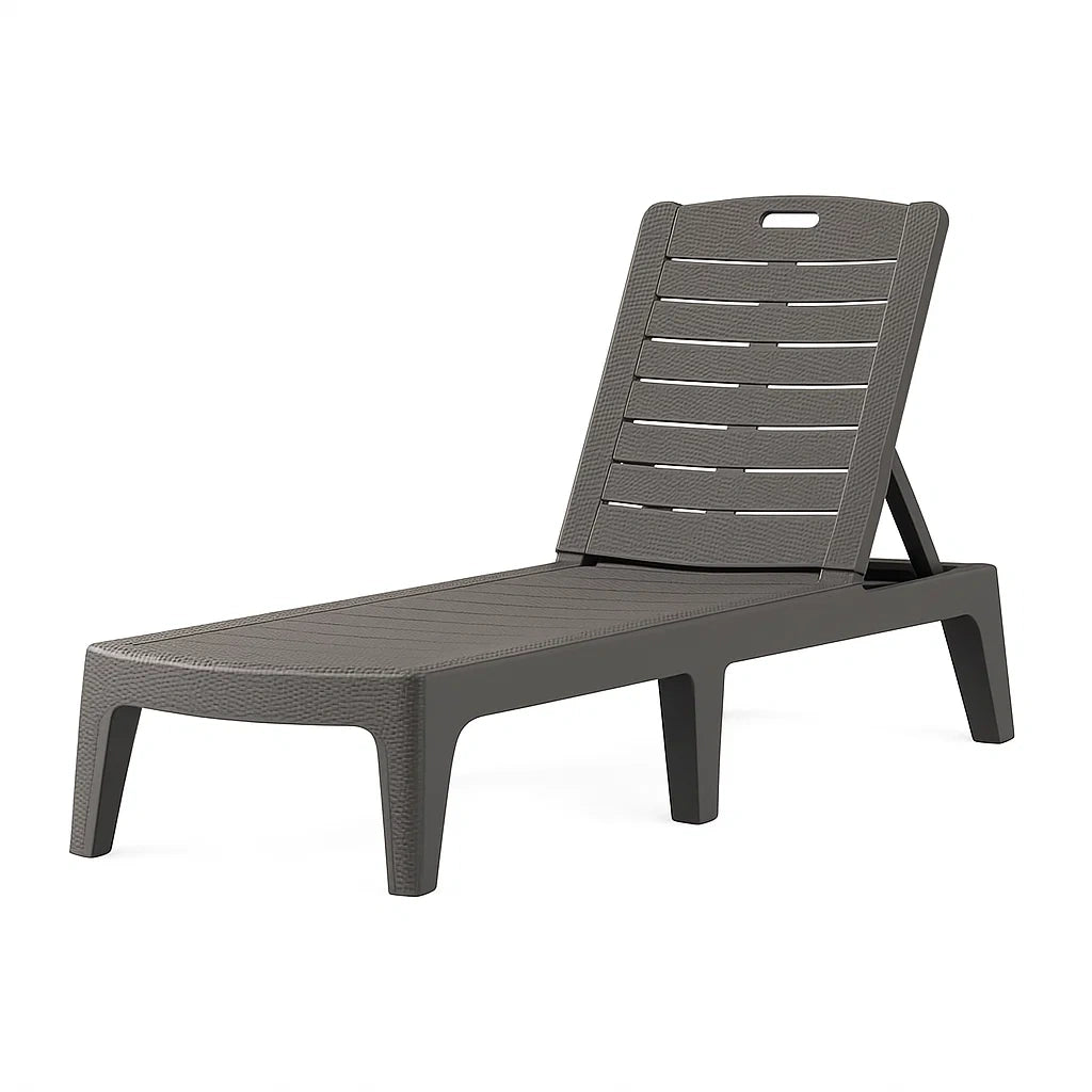 Chaise longue de jardin réglable en plastique marron - 2026