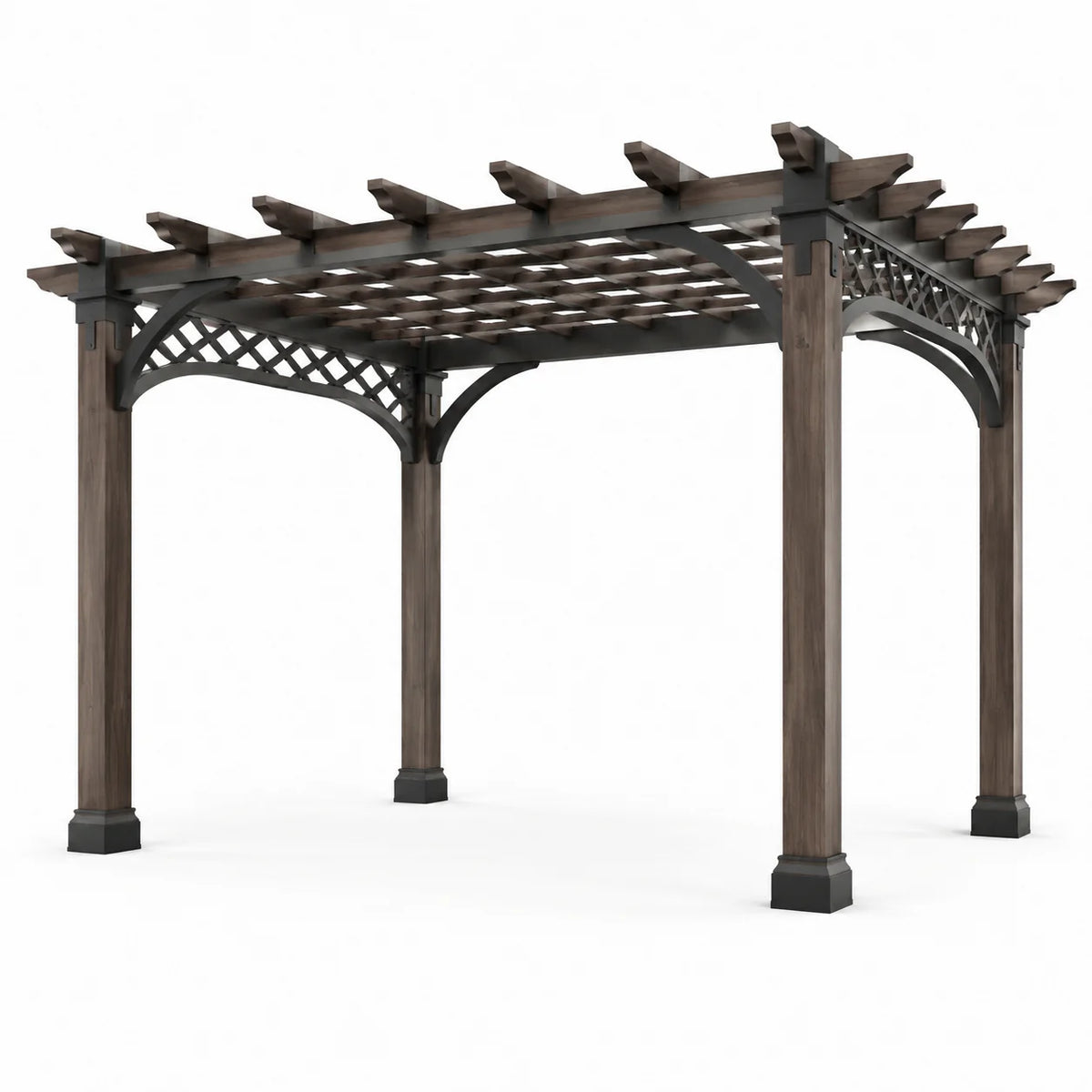 Pergola en bois d'acacia et acier brun/noir - 2026