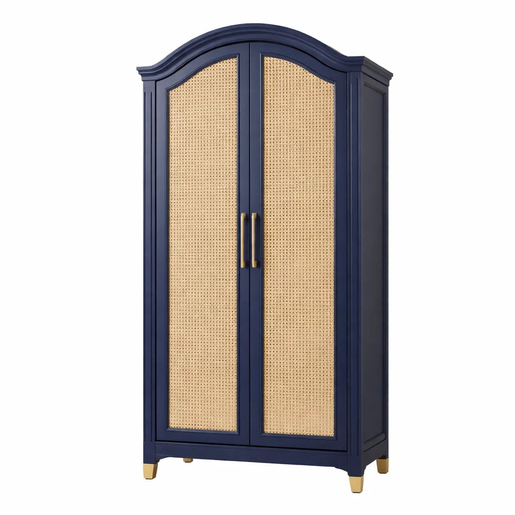 Armoire en Bois et Rotin Bleu 200x90x50 cm - 2026