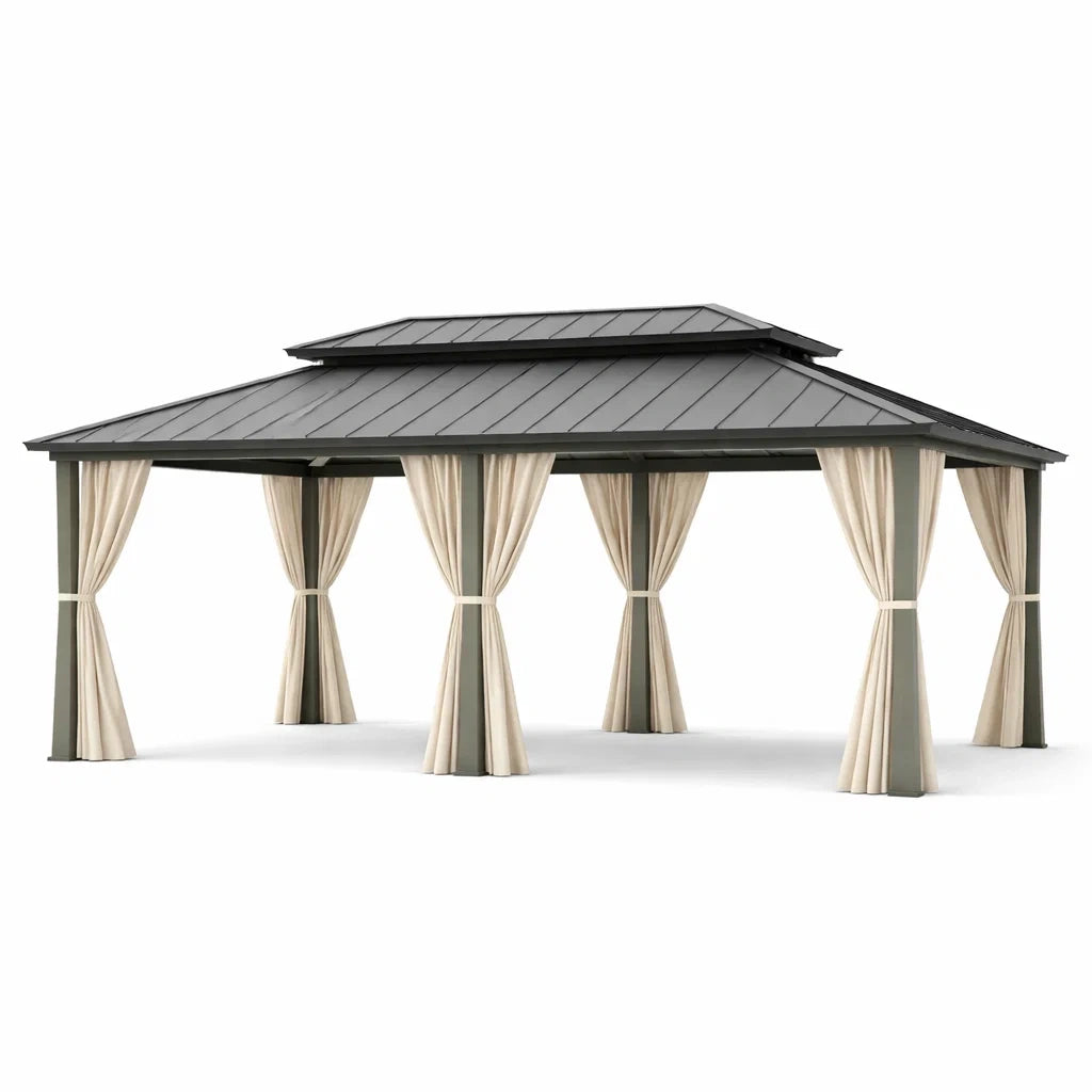 Pavillon en acier avec rideaux en polyester - 2026