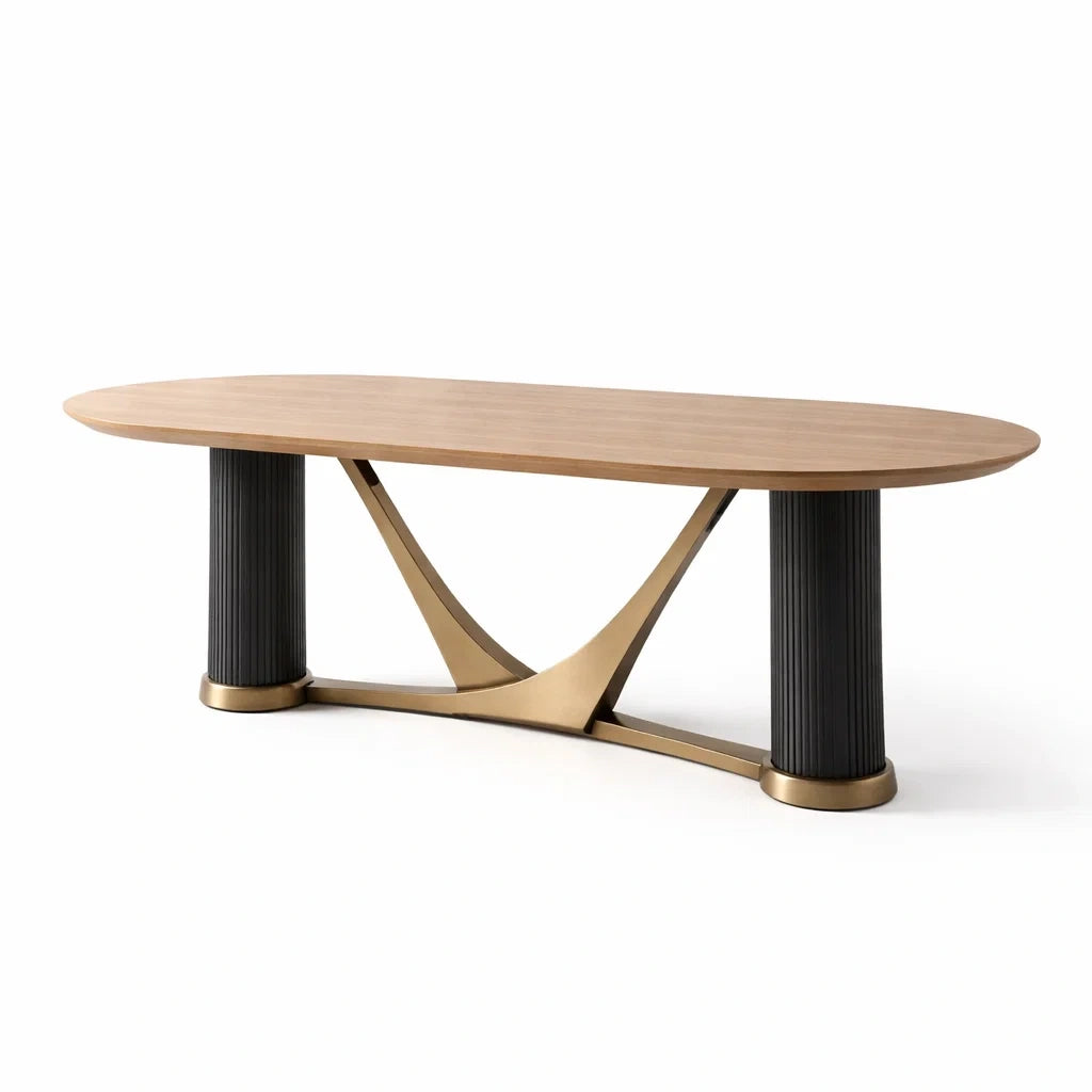 Table ovale en bois et métal 200x100x75 cm - 2026
