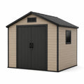 Abri de jardin en plastique beige/noir 230x230x252 cm avec porte double et fenêtre - 2026