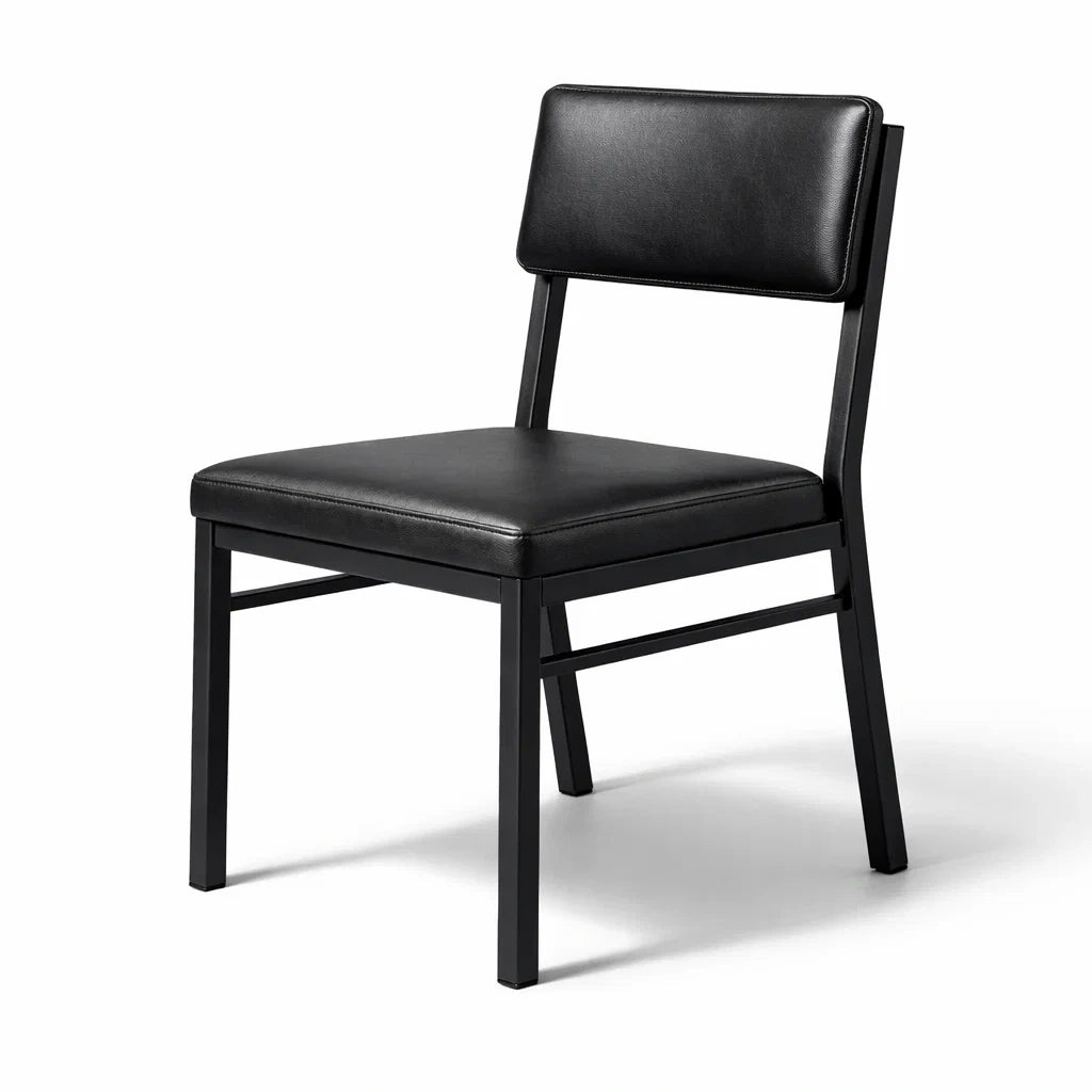 Chaises de salle à manger en métal et cuir synthétique noir 45x45x85 cm - 2026