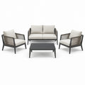 Ensemble de salon de jardin en aluminium et corde gris foncé avec coussins beiges - 2026