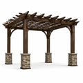 Pergola en bois et pierre 300 x 300 x 250 cm marron - 2026