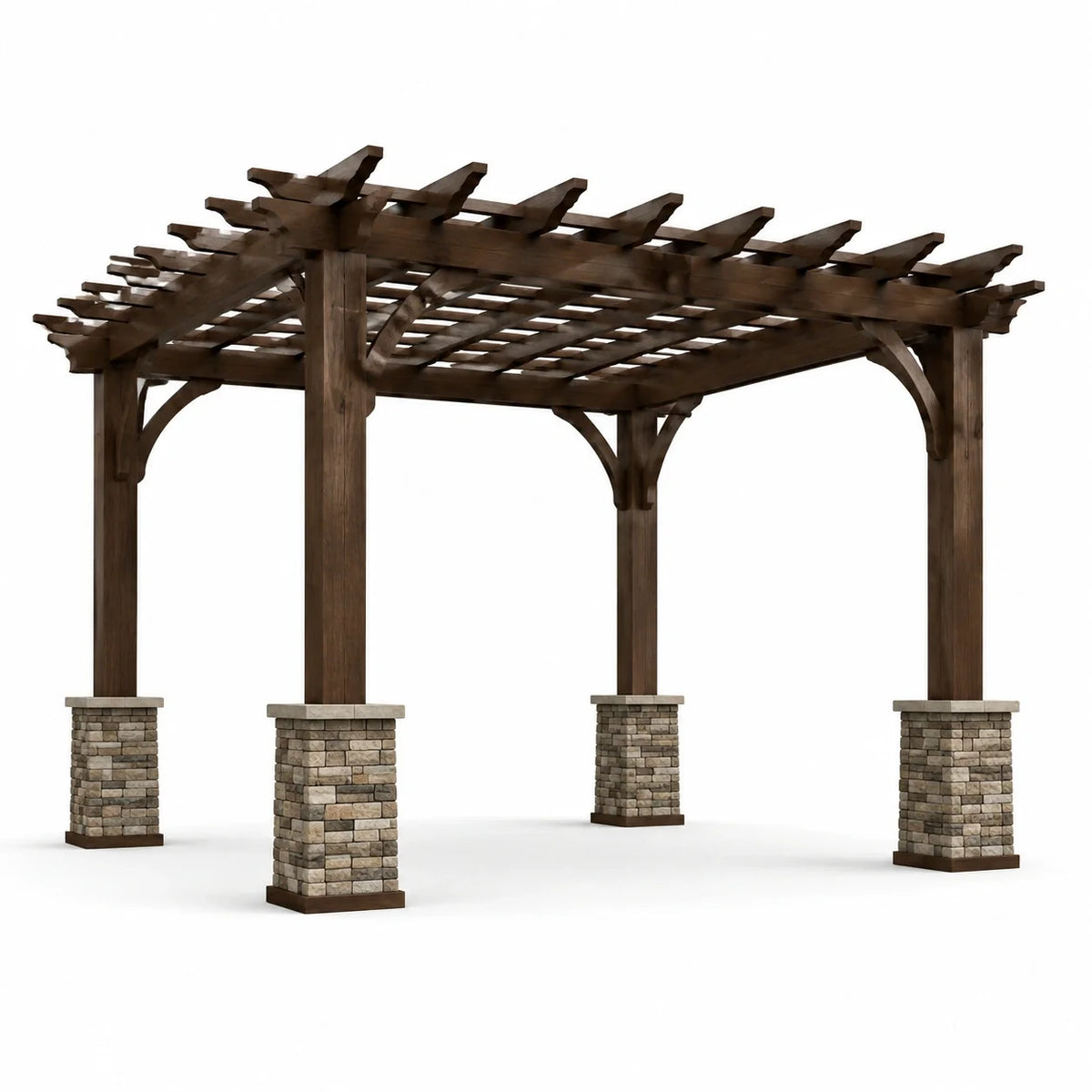 Pergola en bois et pierre 300 x 300 x 250 cm marron - 2026