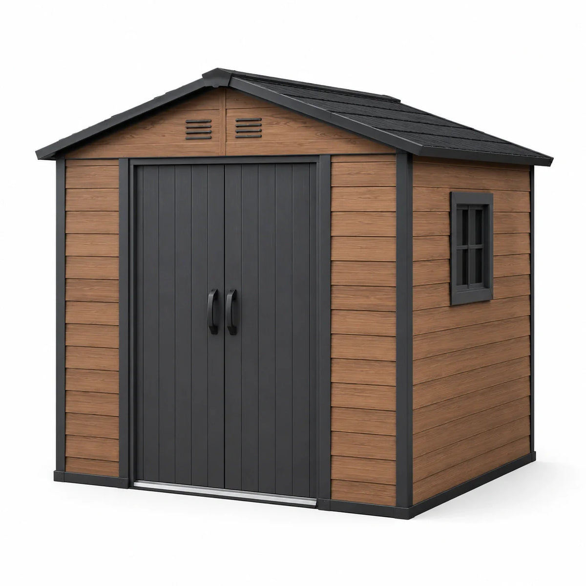 Abri de jardin en plastique bois/gris 185x152x226 cm - 2026