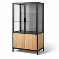 Vitrine en métal avec verre trempé et étagères en bois 120x40x190 cm - 2026