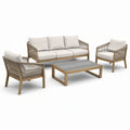 Salon de jardin 4 pièces beige, gris et taupe avec canapé 200 × 80 × 78 cm, 2 fauteuils 77 × 80 × 78 cm et table basse 110 × 65 × 40 cm - 2026