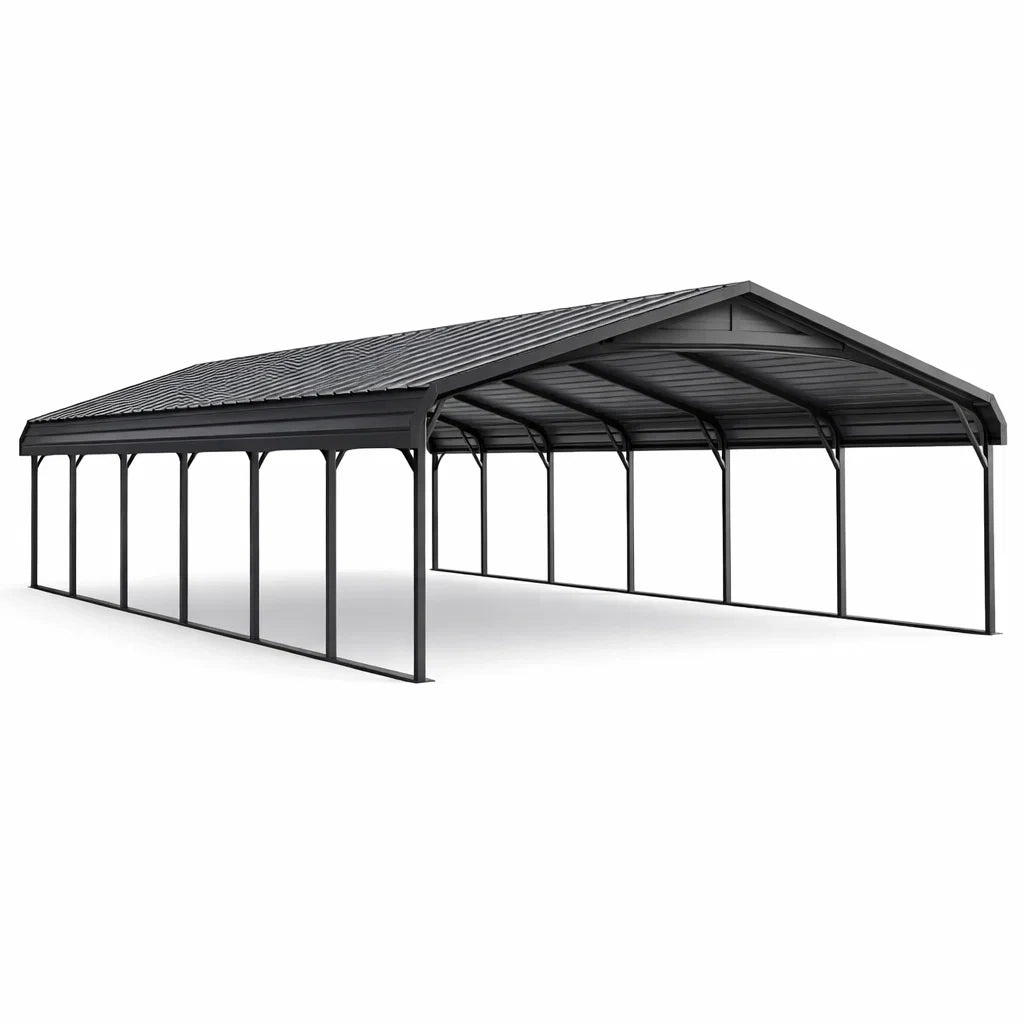 Abri voiture en métal gris 12 m x 6 m x 3 m - 2026