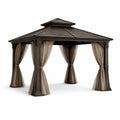 Pavillon en aluminium avec rideaux en polyester 400x300x300 cm marron beige - 2026