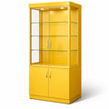 Vitrine en verre trempé et bois jaune avec éclairage intégré - 2026