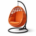 Fauteuil suspendu œuf avec support en rotin synthétique orange avec structure en acier - 2026