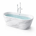 Baignoire îlot en composite blanc et gris 170 x 80 x 60 cm - 2026