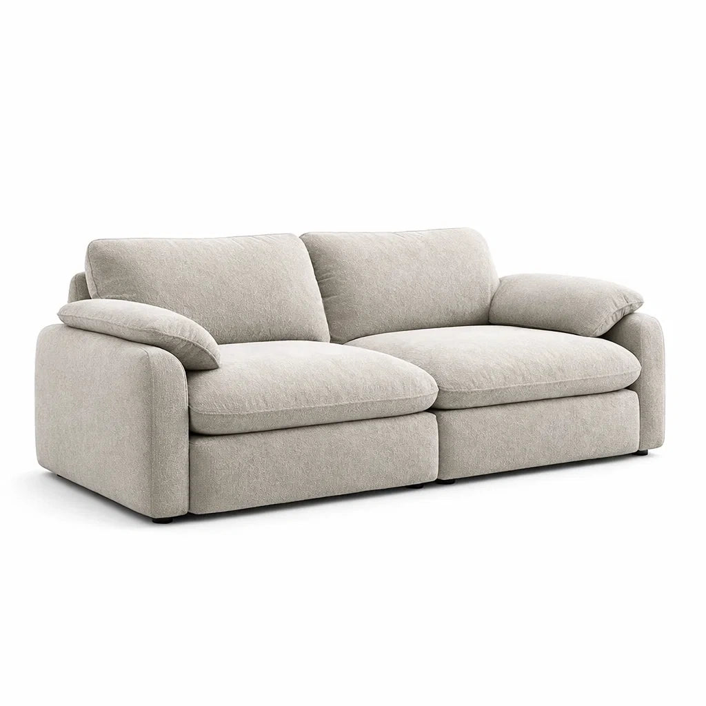 Canapé 2 places en tissu gris clair - 2026
