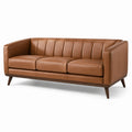 Canapé moderne 3 places brun aspect cuir, 210 × 85 × 80 cm - 2026