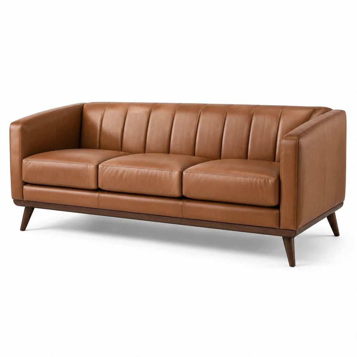 Canapé moderne 3 places brun aspect cuir, 210 × 85 × 80 cm - 2026