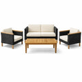 Ensemble de salon en rotin synthétique et bois 4 pièces beige - 2026