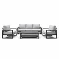 Ensemble de salon en aluminium noir avec coussins gris - 2026