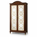 Armoire en Bois avec Portes en Verre Trempé et Décoration Dorée - 2026