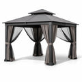Pavillon de jardin en aluminium et acier gris - 2026