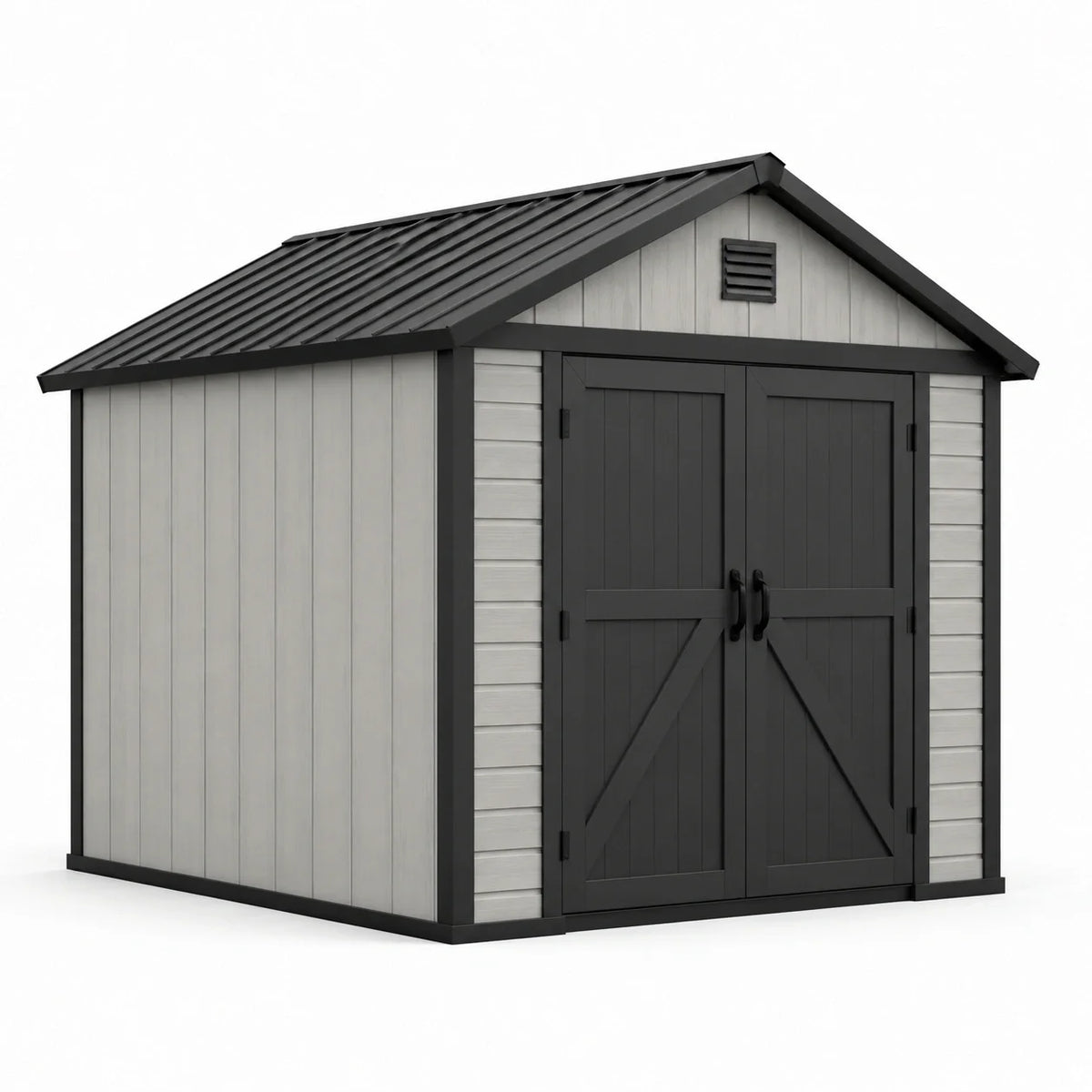 Abri de jardin en plastique gris/noir avec double porte 200x250x210 cm - 2026