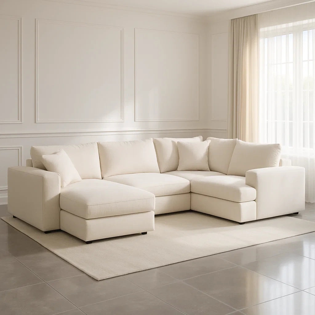 Ensemble de canapé modulable canapé 4 places canapé d'angle modulable beige en tissu polyester - 2026