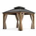Pavillon en bois et acier avec rideaux beiges 3x3m - 2026