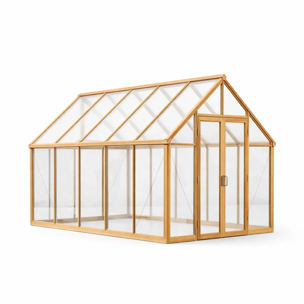 Serre en bois de pin avec verre trempé - 2026
