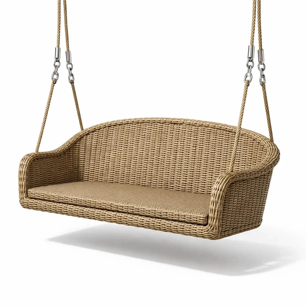 Balancelle de porche en rotin synthétique beige - 2026