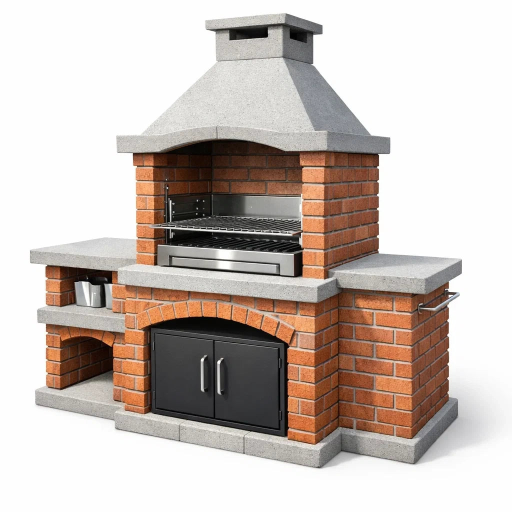 Barbecue en briques avec éléments en acier inoxydable - 2026